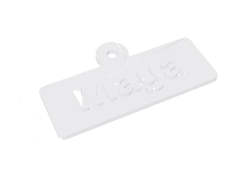 The name keychain with two holes, flipped faces and specks