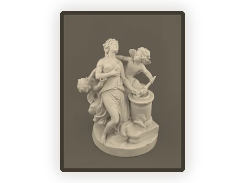 A porcelain figurine, lit from behind as a lithophane