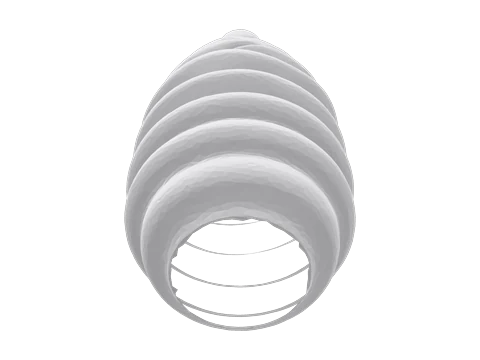 A spiral vase seen from below, its bottom missing